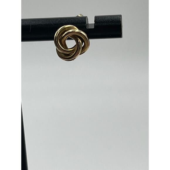 Designer Signed 14k Yellow Gold Classic Love Knot Post Stud Small Earrings 2.1g - Picture 8 of 10